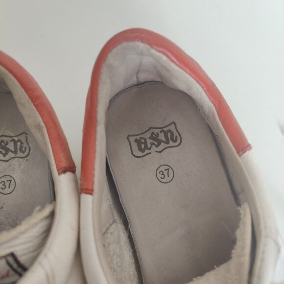 ASH CULT Leather Platform Sneakers White & Orange Sz 37 (US 6.5/7) - Picture 5 of 12